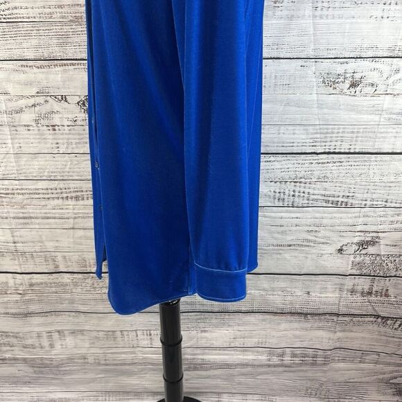 Soft Surroundings Blouse size Large Royal Blue Velveteen Stretch Comfy Casual - Picture 11 of 13